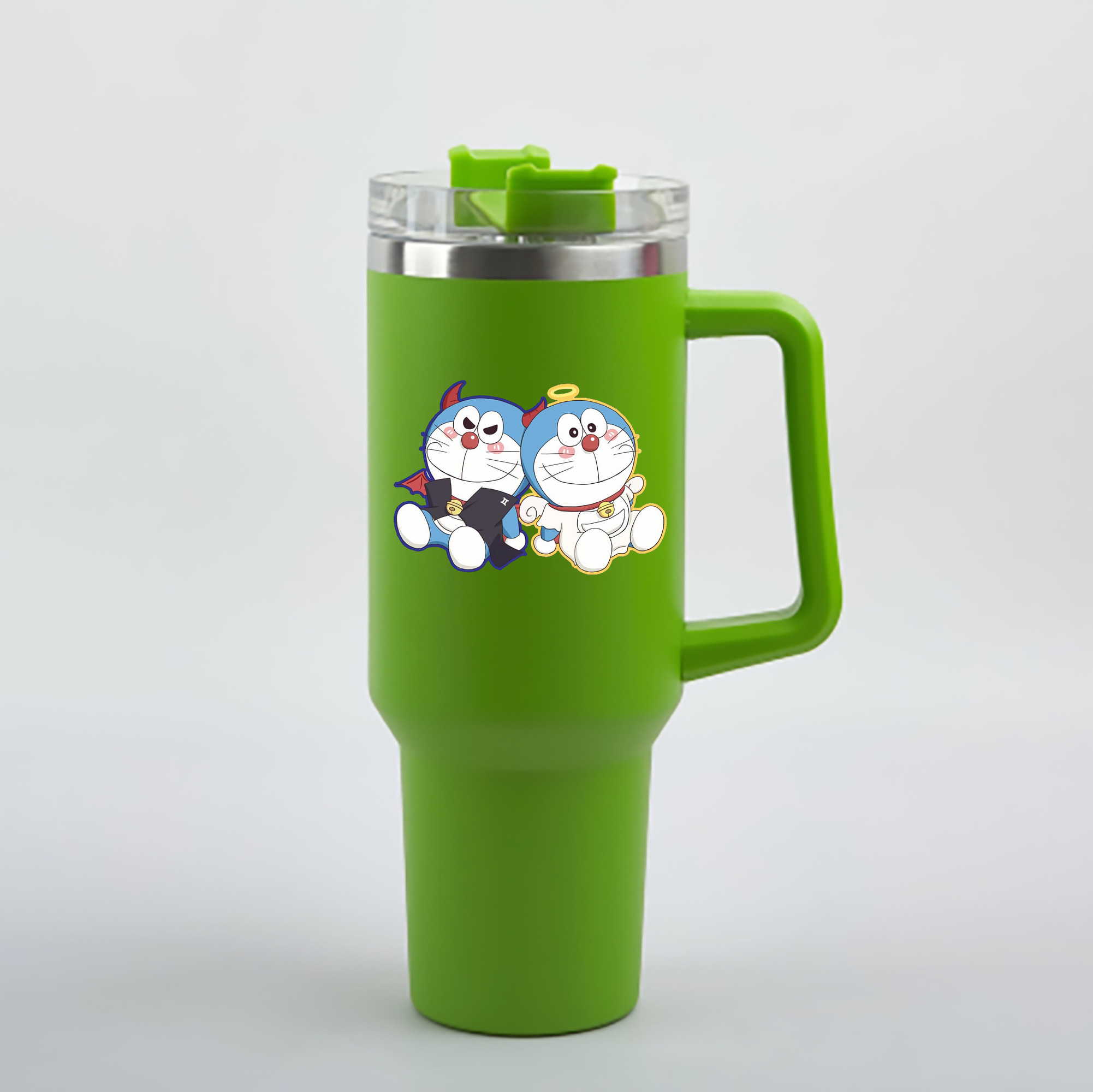 （画像用） ドラえもん Doraemon 1200mL車用タンブラー - クリスタルステッカー（プラスチックストロー付き）